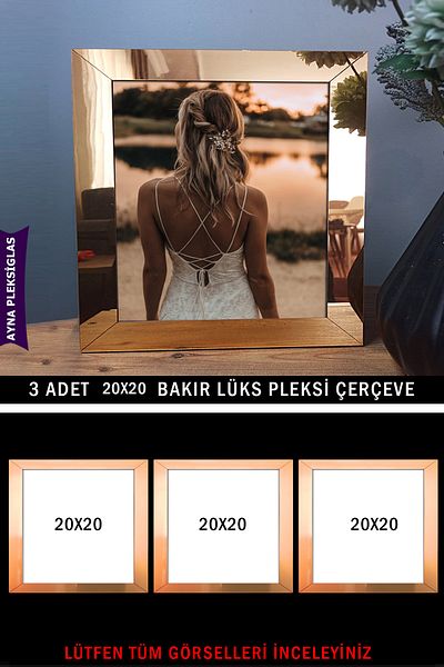 bymat 3 Pieces 20x20 Copper Mirror Plexiglass Frame - Luxury Plexiglass Frame