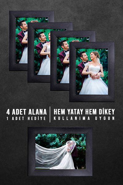 bymat 5 Pieces 15x21 A5 Frame Black New Flat Model With Glass