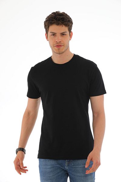 Everest Men's Short Sleeve Cotton Round Collar Casual T-Shirt