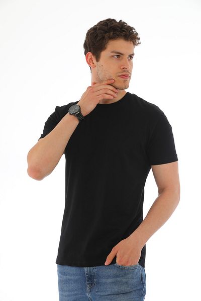 Everest Men's Short Sleeve Cotton Round Collar Casual T-Shirt