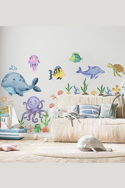 Sim Tasarım Sm358 Baby Sea Creatures Wall Sticker Set