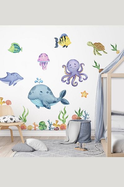 Sim Tasarım Sm358 Baby Sea Creatures Wall Sticker Set