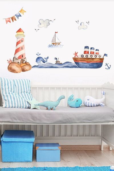 Sim Tasarım Lighthouse Sailor Themed Wall Sticker Set
