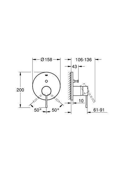 Grohe Essence Built-In 2 Outlet Bathroom Faucet - Cool Sunrise Brushed Design