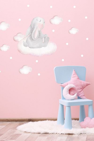 Sim Tasarım Cute Little Rabbit Wall Sticker Set