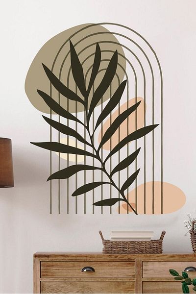 Sim Tasarım Bohemian Leaves Art Wall Sticker