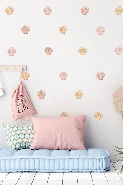 Sim Tasarım Watercolor Seashells Wall Sticker Set
