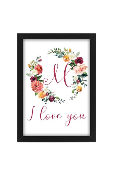 bymat Letter M 30x40 Painting Frame - Flower Patterned Frame - Me771