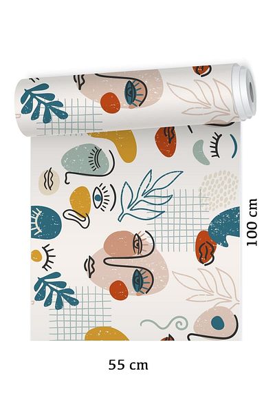 Sim Tasarım Bohemian Abstract Linear Faces Pattern Floor Covering Foil Sticker - Model2- Sim901