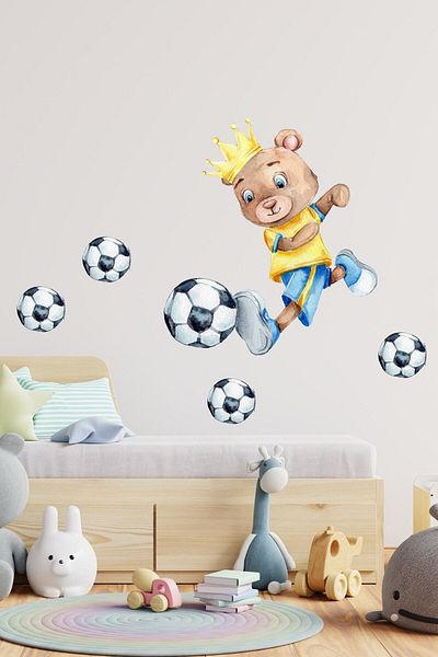 Sim Tasarım Football Bear Wall Sticker Set