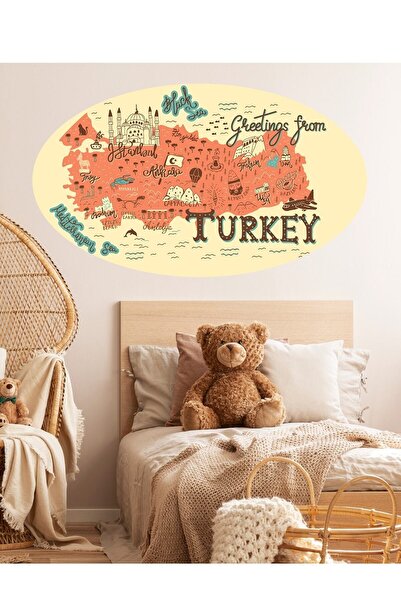 Sim Tasarım Oval Türkiye Haritası Duvar Sticker