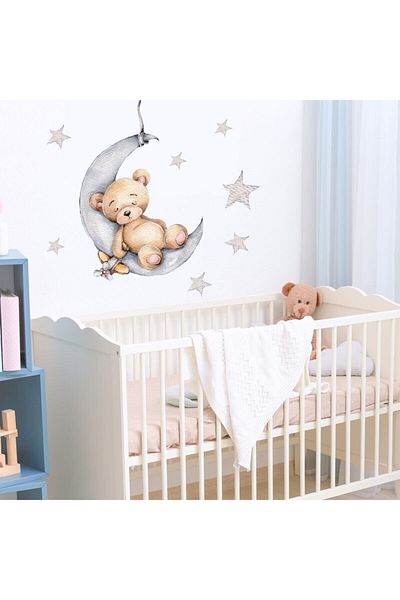 Sim Tasarım Cute Sleepy Bear Wall Sticker Set