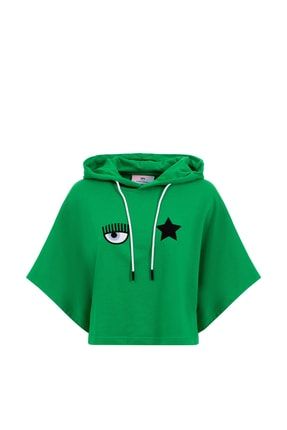 CHIARA FERRAGNI Kapu on Yaka Bask l Ye il Kad n Sweatsh rt 74cb t09 Fiyat Yorumlar Trendyol