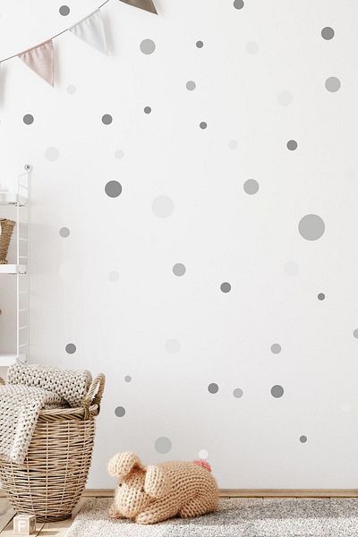 Sim Tasarım Smoke Gray Color Polka Dot Decorative Wall Sticker
