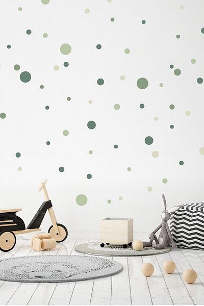 Sim Tasarım Green Tone Polka Dot Wall Sticker Set