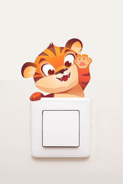 Sim Tasarım - Socket - Little Tiger Children's Room Decorative Socket Sticker - Sim671
