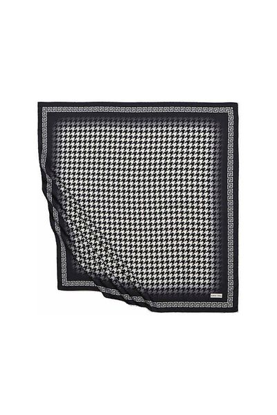 Bursa İpek Ecru Black Houndstooth Silky Scarf
