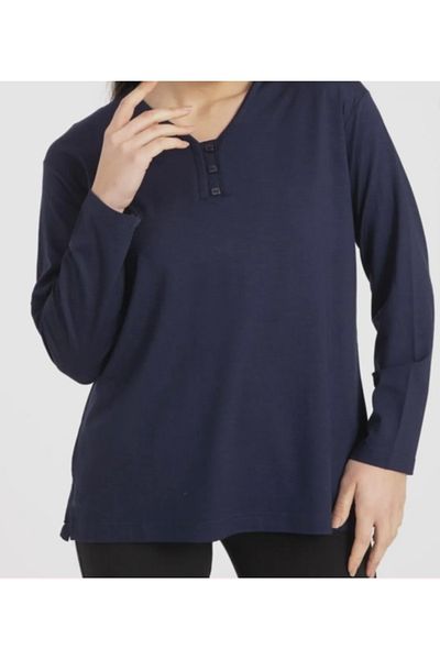 ECE GİYİM Βισκόζη V Neck Lycra Mother Χτενισμένη Βαμβακερή Μπλούζα