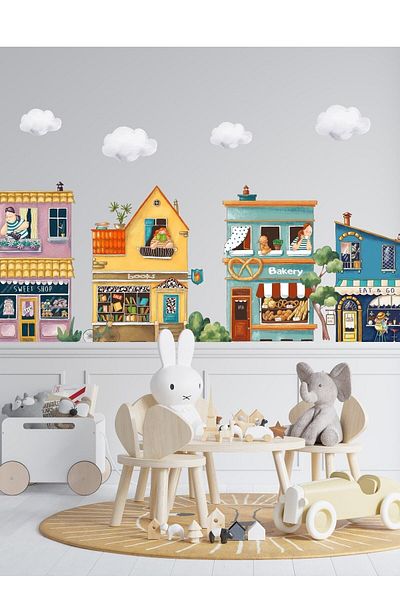 Sim Tasarım Our Neighborhood Houses Wall Sticker Set