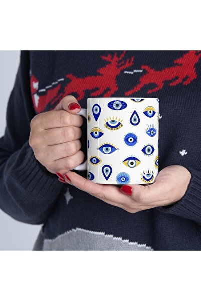 sıradışıhediyem Blue Eye Evil Eye Bead Evil Eye Mug