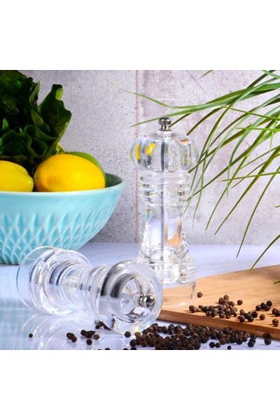Emr züccaciye Transparent Acrylic Grinder - Salt Pepper Grinder Medium 16.5 Cm. (single)