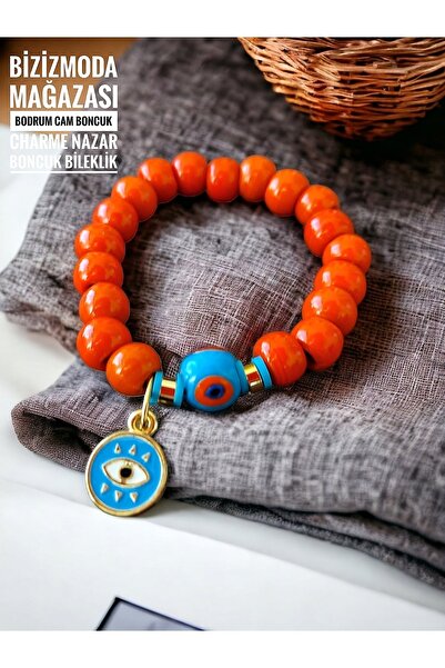 bizizmoda سحر خرزة عين الشر الزجاجية في الطابق السفلي - سوار مطرز بالخرز