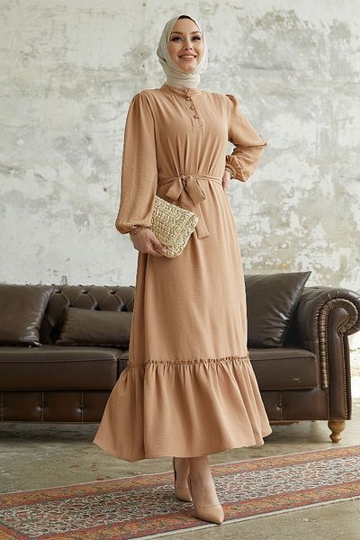 InStyle Šaty Meyra Buttoned Ayrobin - Mliečne hnedé