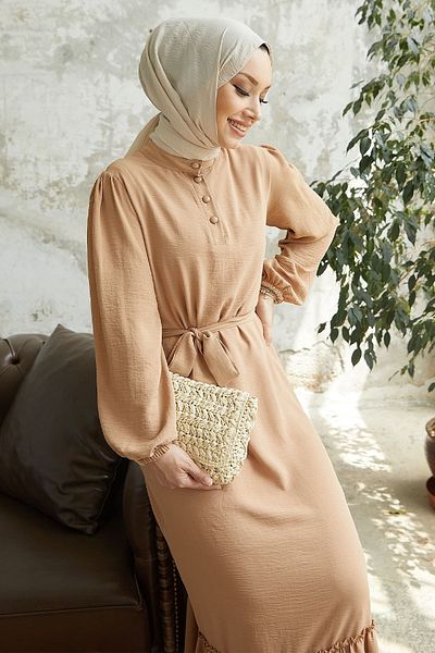 InStyle Šaty Meyra Buttoned Ayrobin - Mliečne hnedé