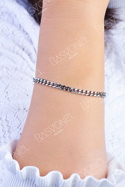 Rasyonel lazer Women's Stainless Silver Color Thin Steel Twist Chain Steel Bracelet Combination