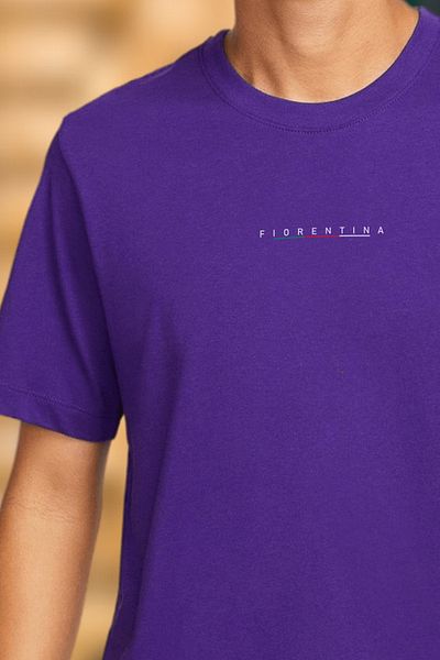 BESSA Ανδρικό μπλουζάκι Fiorentina με εμπριμέ μοβ λαιμόκοψη