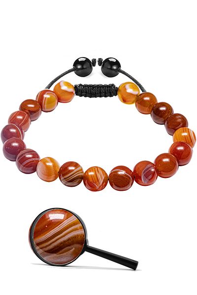 Tesbih Atölyesi Aaa Quality Red Natural Karnelyan Karneol Bracelet - Certified Agate Stone