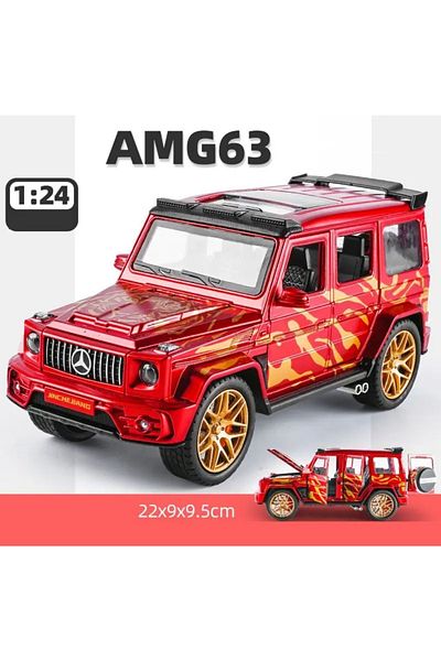 tmtoysandmore عادم مرسيدس بنز عادم دخاني مضيء صوت أبواب مضيئة فتح غطاء المحرك صندوق الأمتعة مصبوب 1.24 أحمر