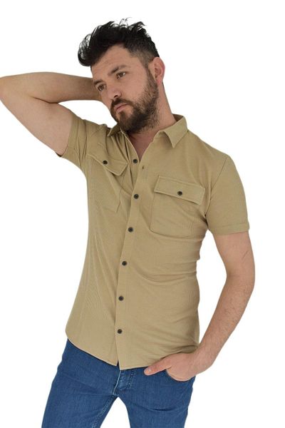 naykı Мъжка тениска с поло яка, джоб и копчета, вафлена, 2362, Bgl-st02798