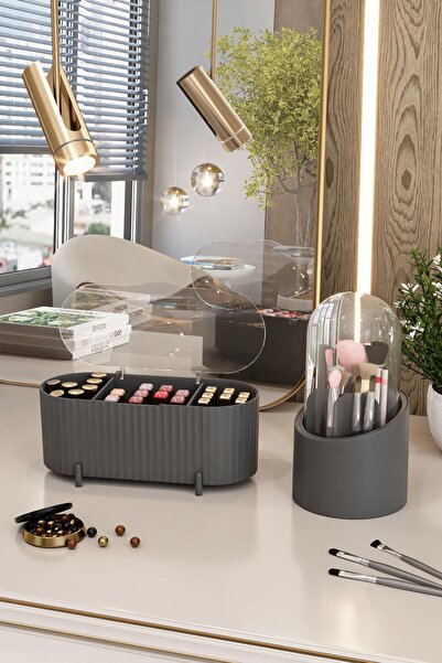 DOVİHOME Aqua Makyaj Kozmetik Ve Fırçalık Düzenleyici Organizer 2'li Set