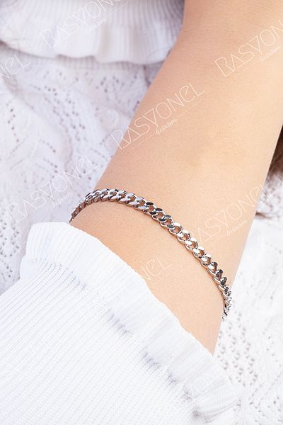 Rasyonel lazer Women's Non-Tarnish Stainless Silver Color Thin Steel Twist Chain Steel Bracelet Combination