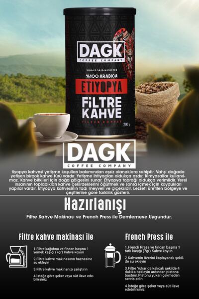 Dagk Etiyopya Filtre Kahve 200g Tnk (ÖĞÜTÜLMÜŞ)