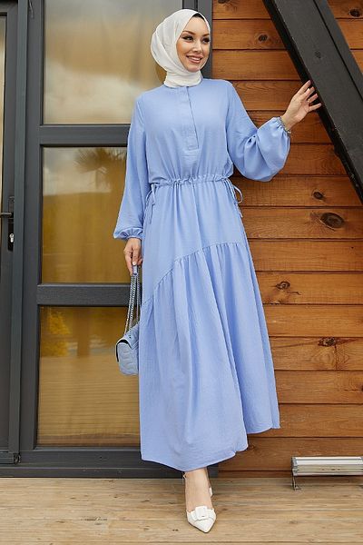 InStyle Merya Tunnel Belted Soft Ayrobin Φόρεμα - Baby Blue