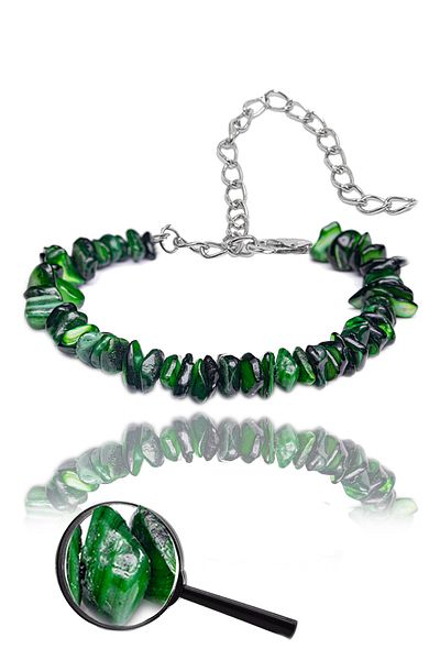 Tesbih Atölyesi Certified Green Mother of Pearl Broken Natural Stone Bracelet 1st quality (USA)