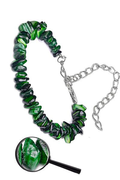 Tesbih Atölyesi Certified Green Mother of Pearl Broken Natural Stone Bracelet 1st quality (USA)