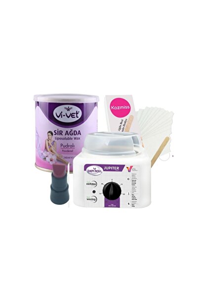 Kozmiss Pudralı Konserve Sir Ağda Seti 240ml - Profesyonel Depirol Ağda Isıtıcı Makinesi 4 Parça