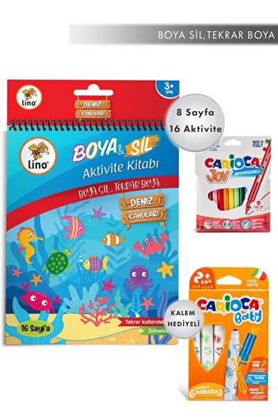 CARIOCA Lino Boya Sil Aktivite Kitabı Deniz Canlıları Kalem Hediyeli 2 Kalem Hediyeli (BOYA VE KOLAYCA SİL)
