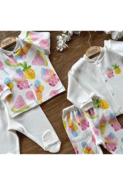 PATSAN طقم بيجامة أطفال من القطن العضوي مكون من 4 قطع مع الجزء السفلي والأعلى...