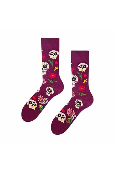 Vitamin Çorap Κάλτσες Skull Flower Purple χρώματος