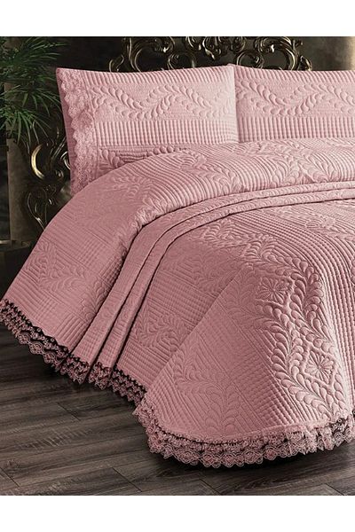 Madame Clean Home Luxury Bedspread, Double Microfiber Bedspread - Powder
