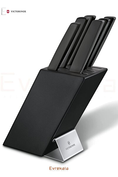 Victorinox Evrekala Shop Yeni Bıçak Seti Siyah Modern Ahşap 6 Parça