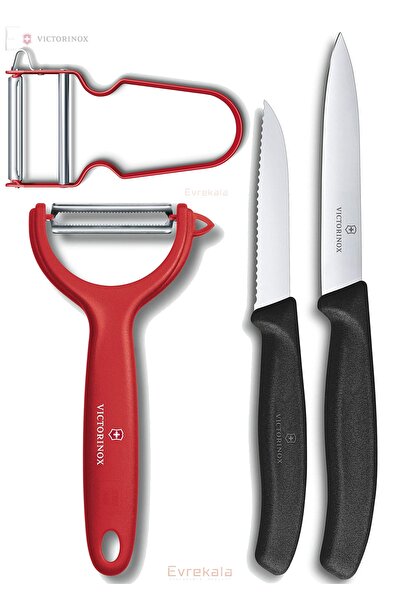 Victorinox Evrekala Shop Bıçak Ve Soyacak Seti Full Black And Red Special Kni...