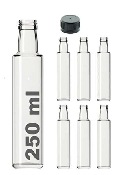 Milea 6 Adet Çok Amaçlı Şeffaf Cam Yuvarlak Dorika Şişe 250 Ml - Sızdırmaz Kapaklı