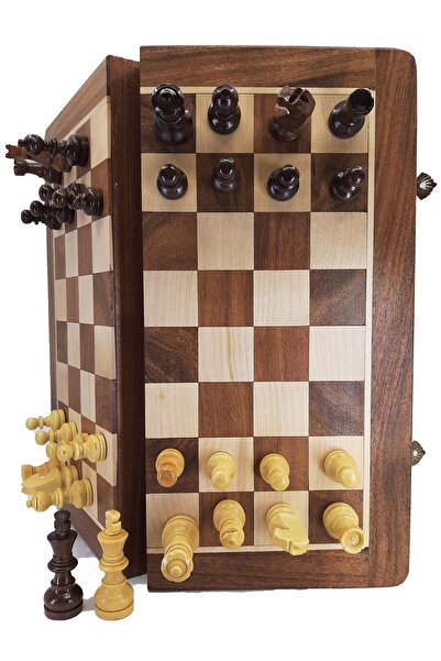 Eser Oyun Komple Ahşap Mıknatıslı Satranç Ve Tavla Takımı Mini Boy (20cm)