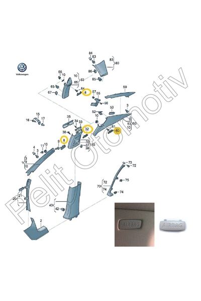 PELİTOTOMOTİV Seat Arona Airbag Airbag Label 5g0853437 Original