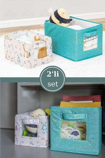 Flosoft Cutie organizatoare pentru ferestre Onikiden Baby din 2 piese, set de 2 cutii organizatoare multifuncționale pentru îngrijirea bebelușilor